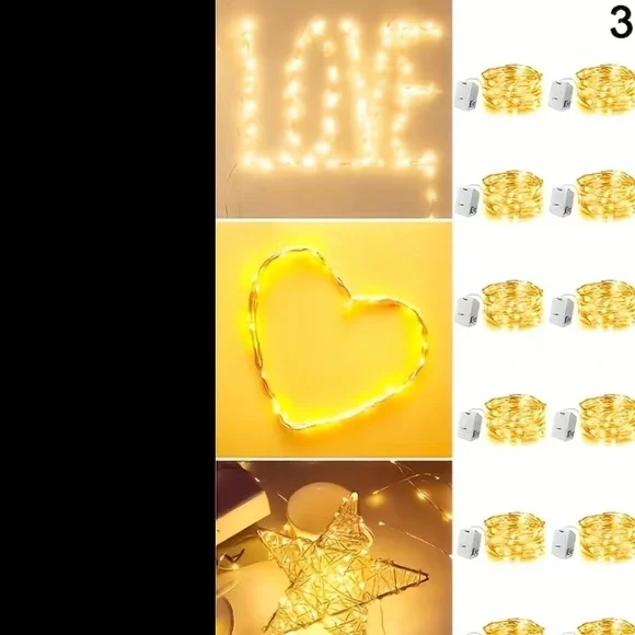 3 Strands of LED Twinkle Fairy Lights - Picture 3 of 5